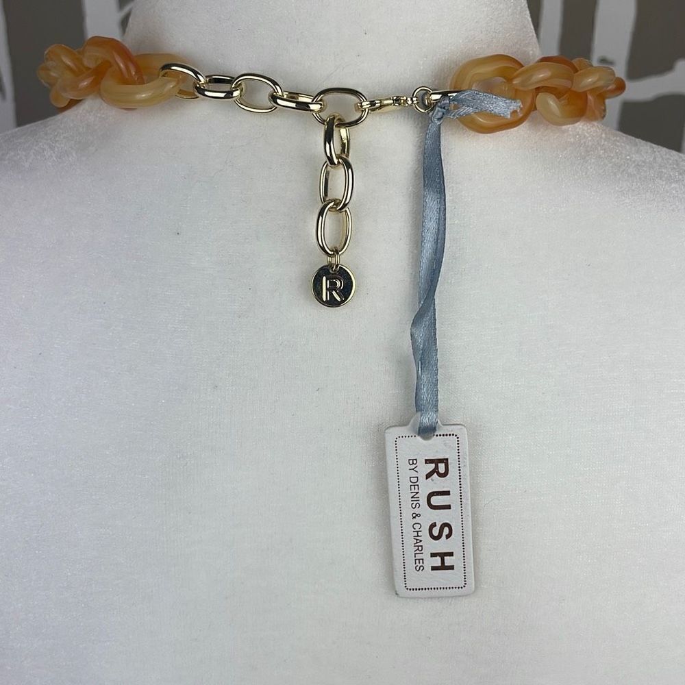 Rush By Denis & Charles Plastic Shades of Amber Chain Link Necklace NEW - Picture 5 of 5